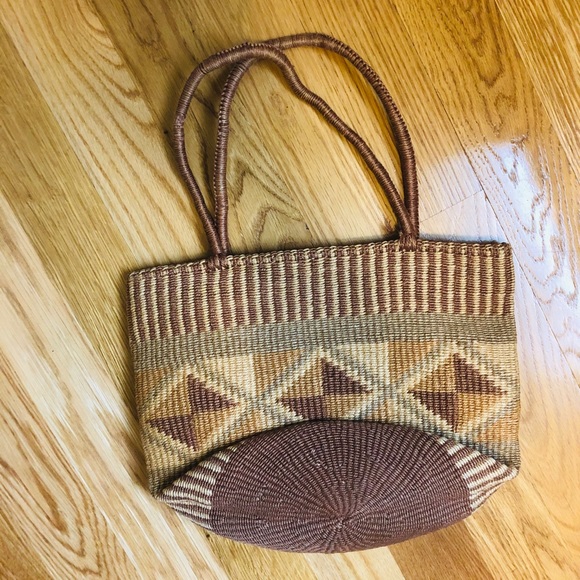 Ethnic straw market bag - Picture 3 of 6